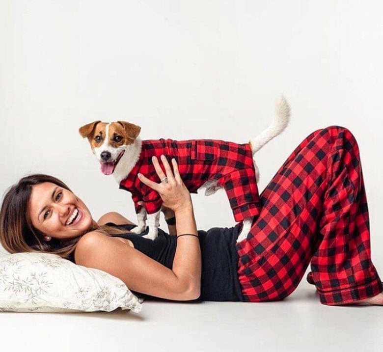 Buffalo Red Check Flannel Holiday Dog Pajamas
