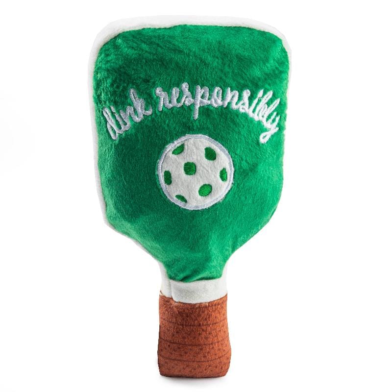 Haute Diggity Dog dog toys Pickleball Paddle Green Stripe Plush Squeaky Dog Toy