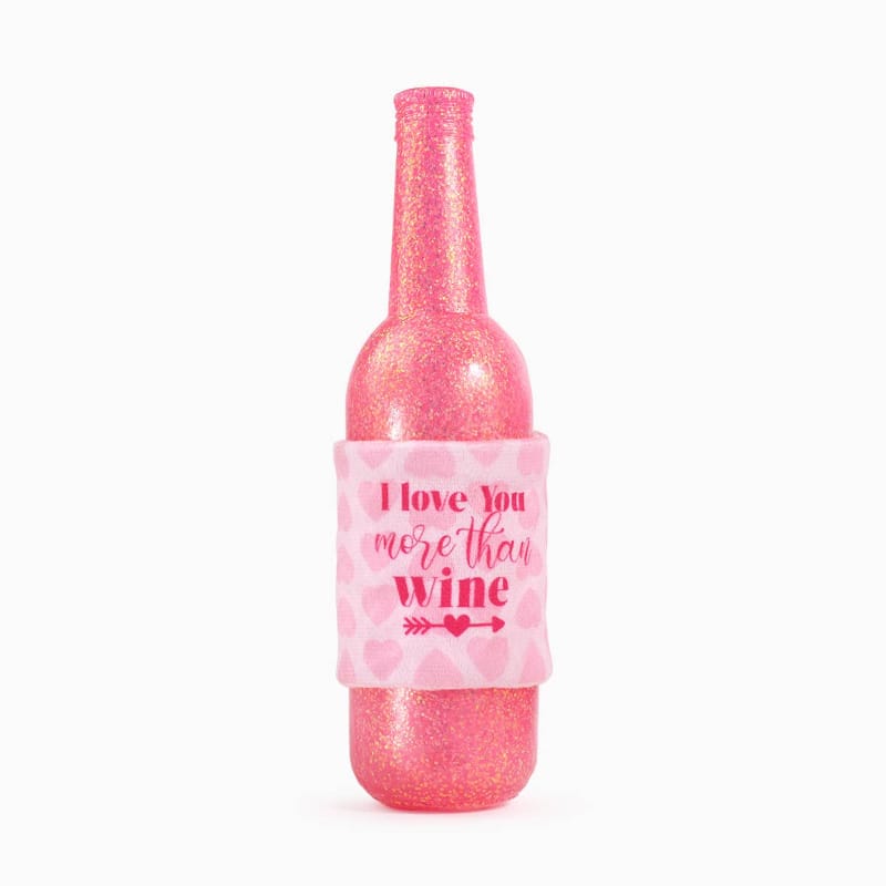 Hugsmart Products Inc Dog Toys Woof Love Love you more than wine Bottle Rubber Dog Toy