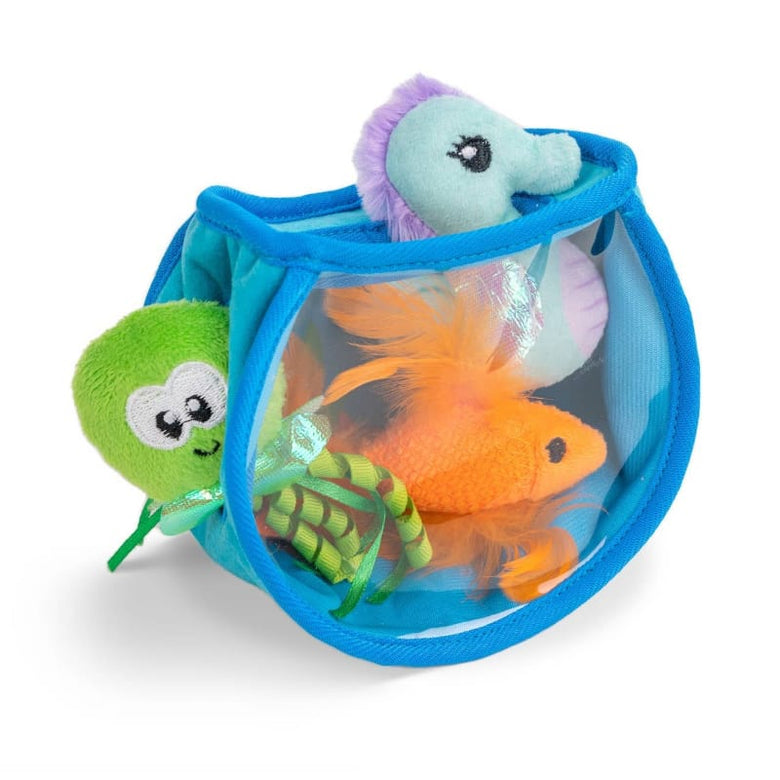 Catstages Cat Toys Hide & Seek Blue Fish Bowl Interactive Cat Toy Set - 3 Pc