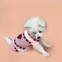 TM - CUTE PET LIFE PAVILION Dog Apparel Hearts Knit Pullover Turtleneck Pink Dog Sweater