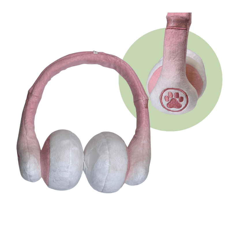 Haute Diggity Dog Dog Toys Pink Barks Headphones Plush Squeak Dog Toy