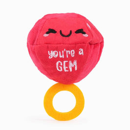 Hugsmart Products Inc Dog Toys Woof Love "You're A Gem" Ruby Red Ring Plush Ball Dog Toy