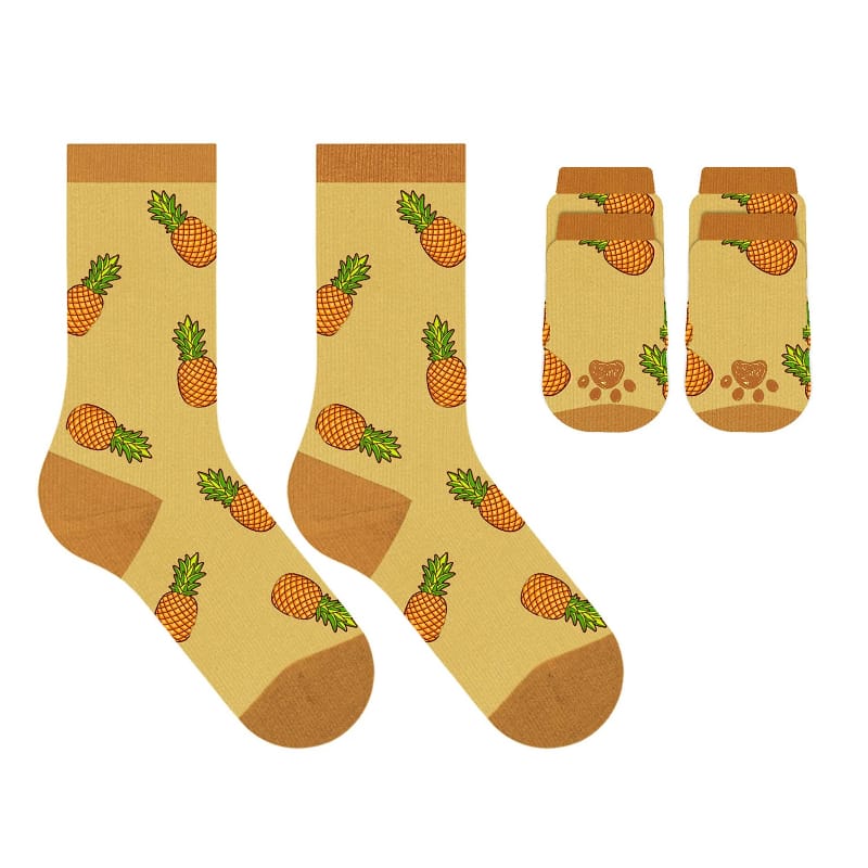 Extreme Fit Wholesale Pet Socks Yellow Pineapple Matching Pet & Owner Fun Socks - One Size Fits Most