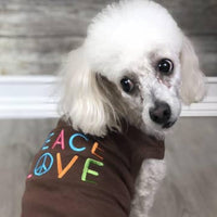 Parisian Pet® Tee's Peace Love Milky Brown Embroidered Dog T Shirt