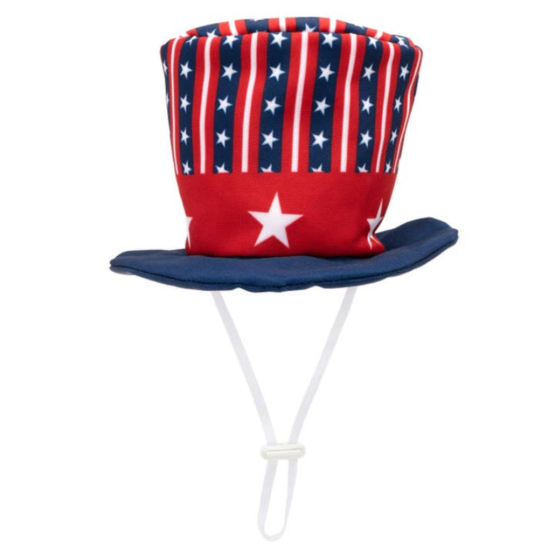 Uncle Sam Party Red White Blue Patriotic Canvas Crinkle Dog Hat / Toy - 2 Sizes