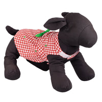 Check Red & White Green Bow Holiday Christmas Embroidered Trees Dog Dress