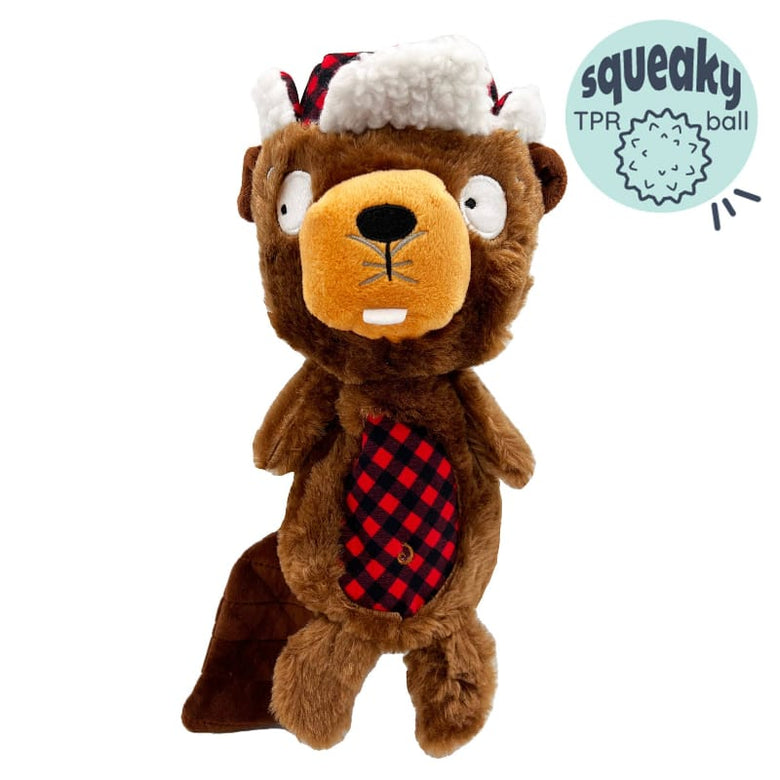 Huxley & Kent Dog Toys SM Slappies Ralphie Beaver Holiday Plush Squeak Dog Toy - 2 Sizes
