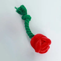 TM - FUNNYSNOW dog toys Plush Red Rose Flower Rope Tug Dog Toy