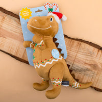 Christmas Holiday Cookie-Saurus Rex Plush Squeaky Dog Toy