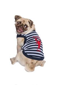 Parisian Pet® Tee's Red Lobster Striped Chasing Tail Summer Vibe Dog T-Shirt
