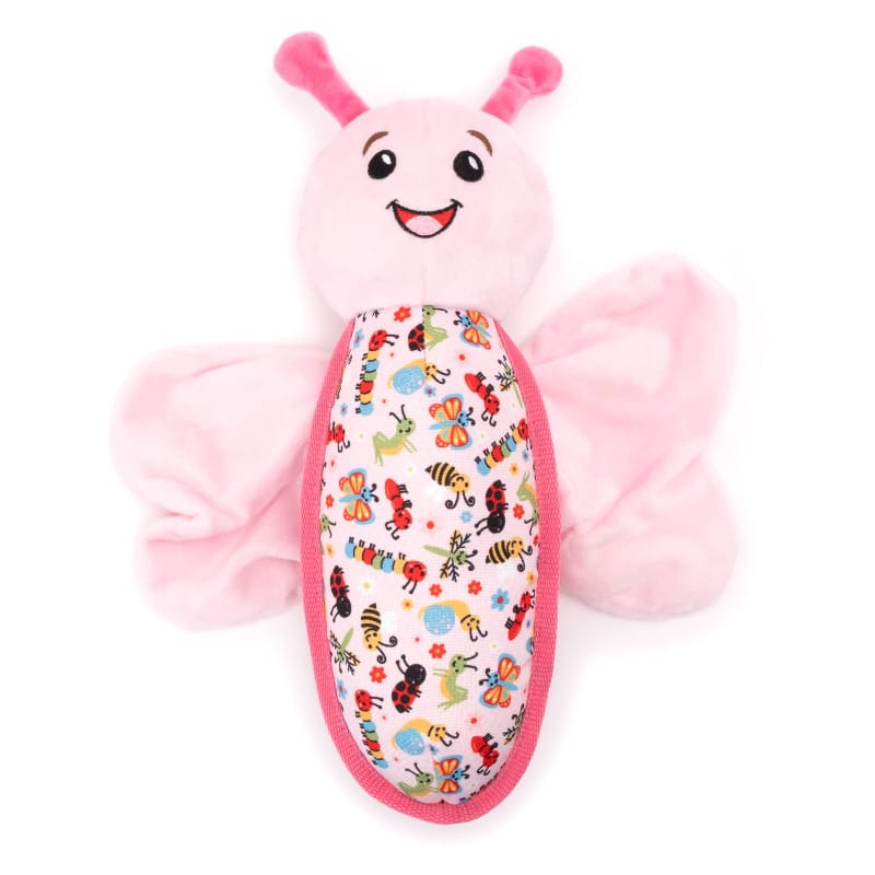 The Worthy Dog Dog Toys Pink Butters Fly Spring Plush Wing Flapping Dog Toy