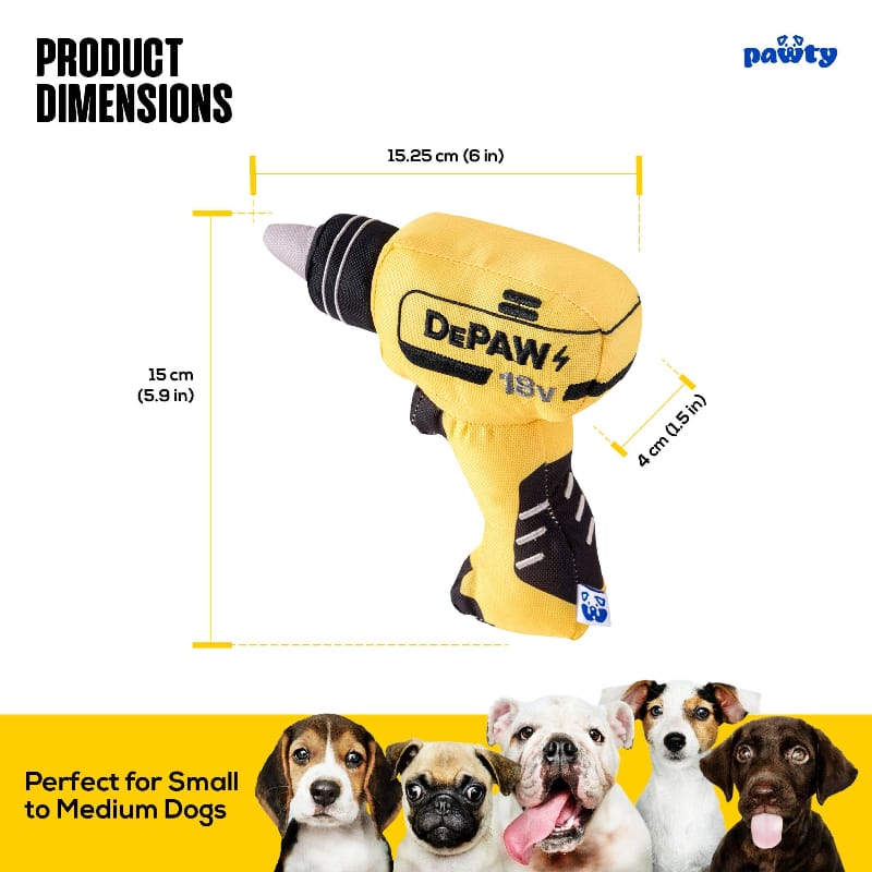 PAWTY Dog Toys dog toys Tool Kit Paw-er Drill Canvas Squeak Dog Toy