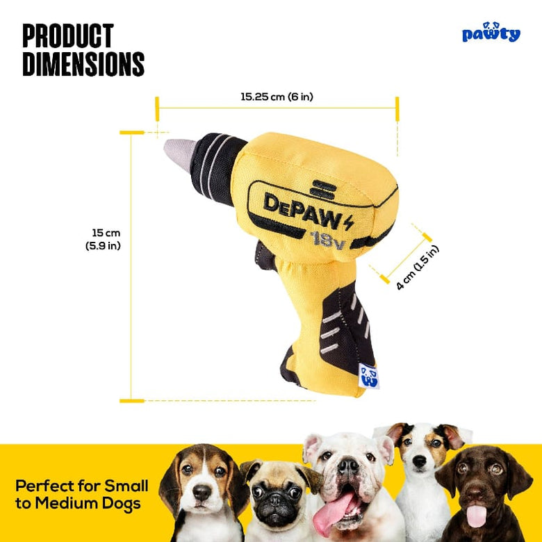 PAWTY Dog Toys dog toys Tool Kit Paw-er Drill Canvas Squeak Dog Toy