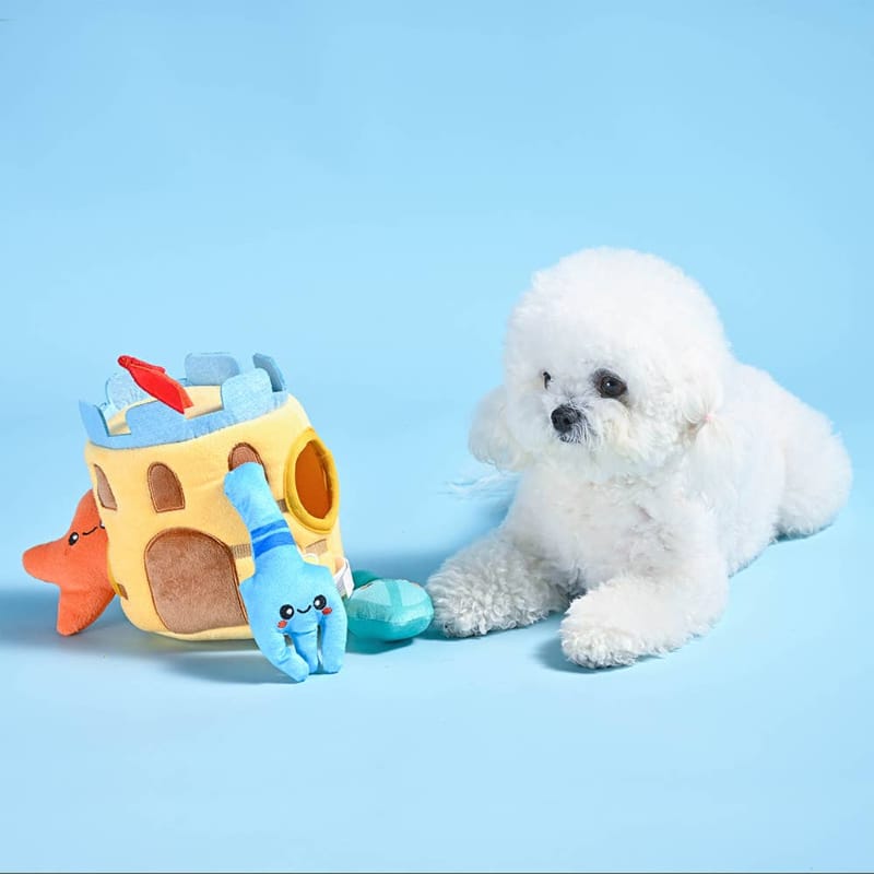 Hugsmart Products Inc dog toys Beach Daze  Sand Castle Interactive Plush Dog Toy Set - 4 Pc