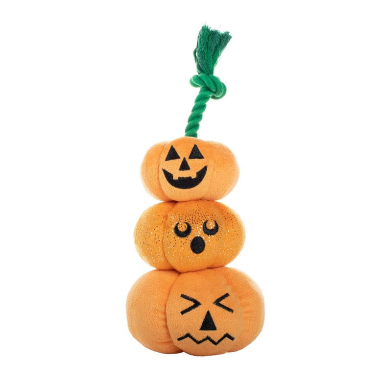 PetShop by Fringe Studio dog toys Halloween Stack-O-Lantern Pumpkins Rope Tug Plush Dog Toy