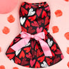TM - PET PLUS LTD Dog Apparel XS Festive Hearts Print with Pink Bow Dog Dress