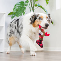 Christmas Reindeer Plush Squeaky Holiday Bone Dog Toy