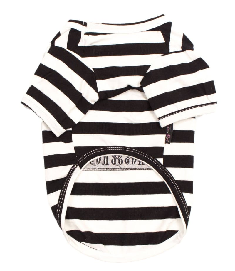 Parisian Pet® Tee's Furry Inmate Black & White Striped Funny Costume Dog T-Shirt