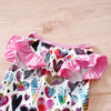 TM - NATTOPET Dog Apparel Colorful Hearts Patterned Pink Ruffle Sleeve Dog Tee