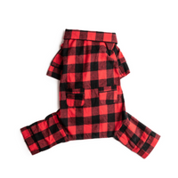 Buffalo Red Check Flannel Holiday Dog Pajamas