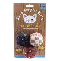 Haute Diggity Dog Cat Toys Kitty V Balls (Checker) Cat Toys - 3 Pc