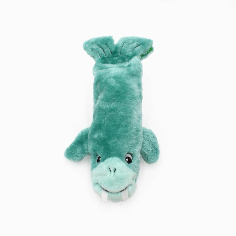 ZippyPaws dog toys Bottle Crusherz Teal Walrus Plush Dog Toy