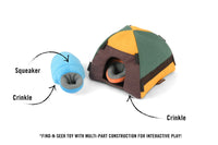 Camp Corbin Trailblazing Tent Interactive Burrow Plush Squeaky Dog Toy Set - 3 Pc
