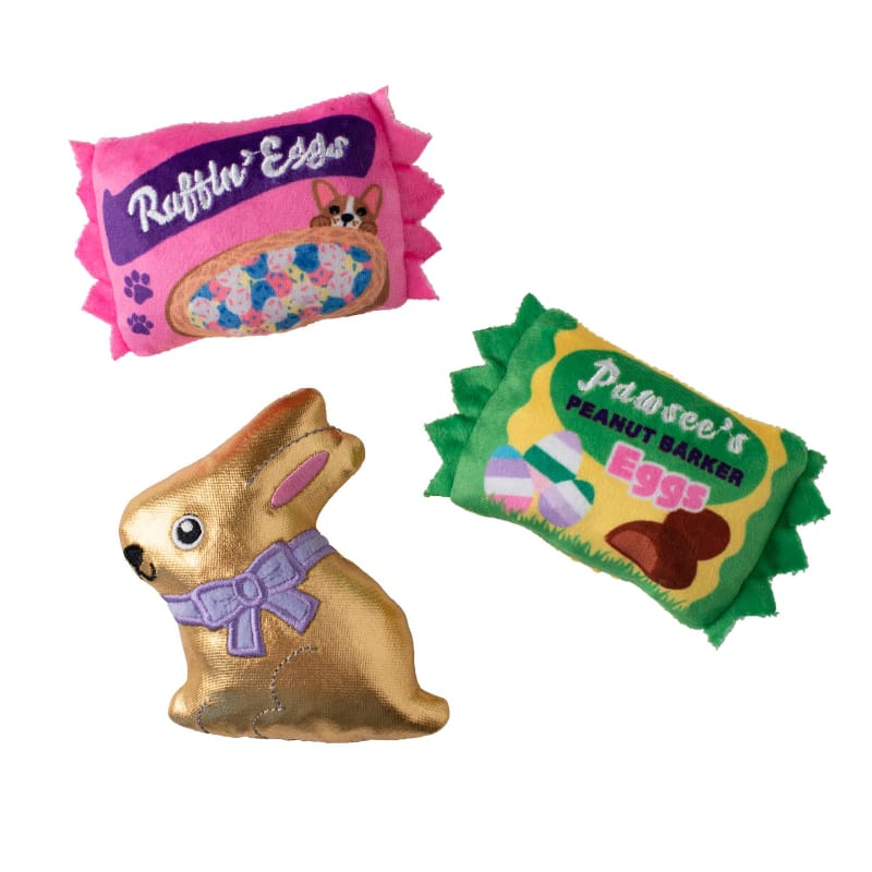 Petshop by Fringe Studio dog toys Easter Eggstra Sweets Spring Small Plush Squeak Dog Toy Set - 3 Pc