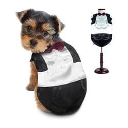 Puppe Love / PamPet USA dog apparel SZ 0 Black Satin Tuxedo Dog Suit
