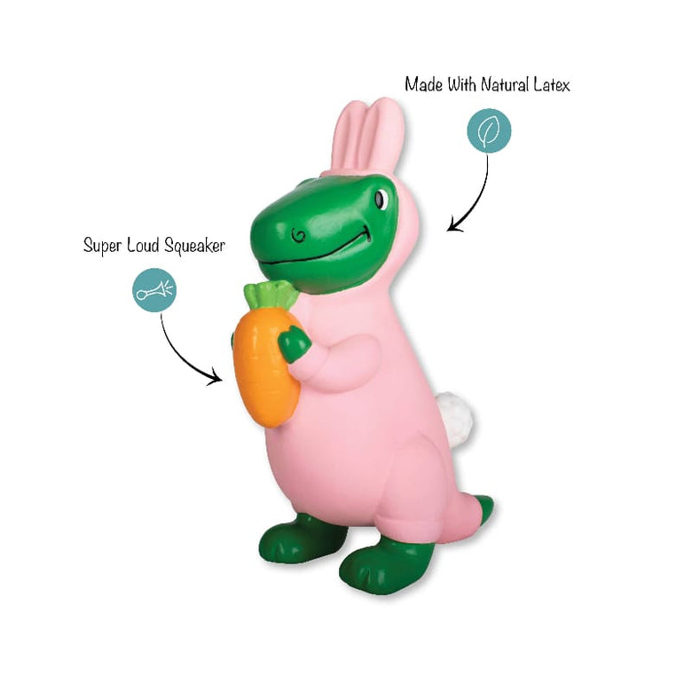 Petshop by Fringe Studio Dog Toys Have A Hoppy Easter Bunny Rex Latex Squeaky Spring Dog Toy