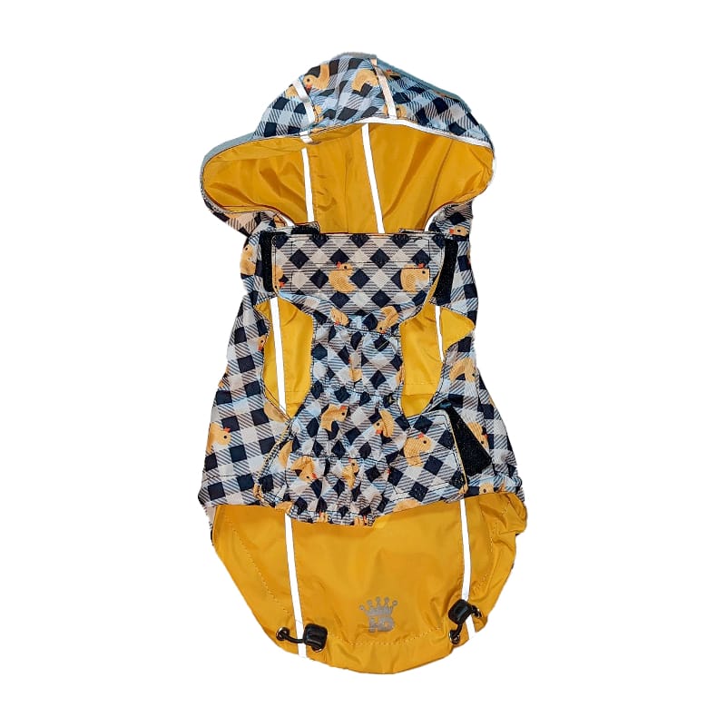 Barker's Bowtique Raincoat Yellow Ducks Reversible & Reflective Dog Raincoat
