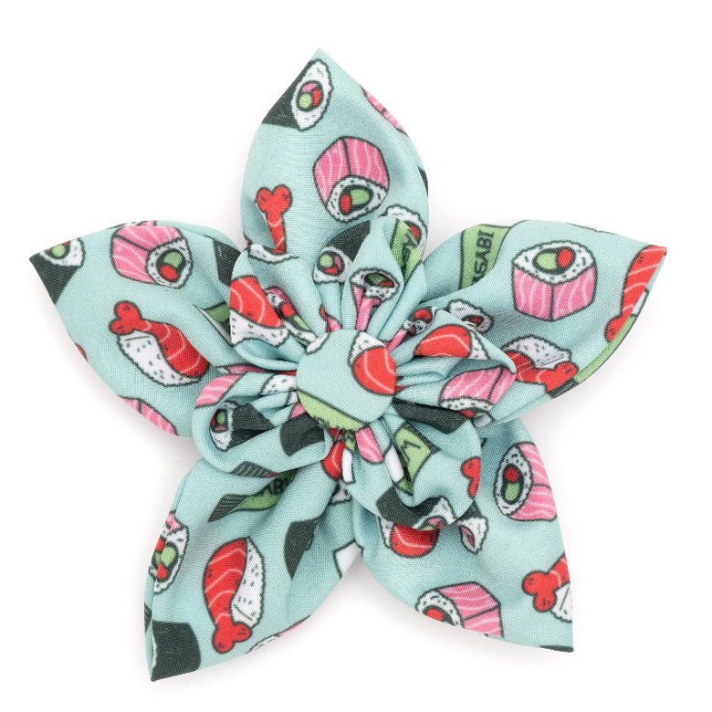 Sushi Flower Mint Green Pet Collar Attachment - 2 Sizes