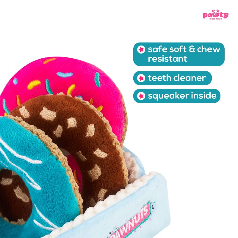 PAWTY Dog Toys dog toys Pawnuts Plush Colorful Donuts Interactive Plush Dog Toy Set - 4 Pc