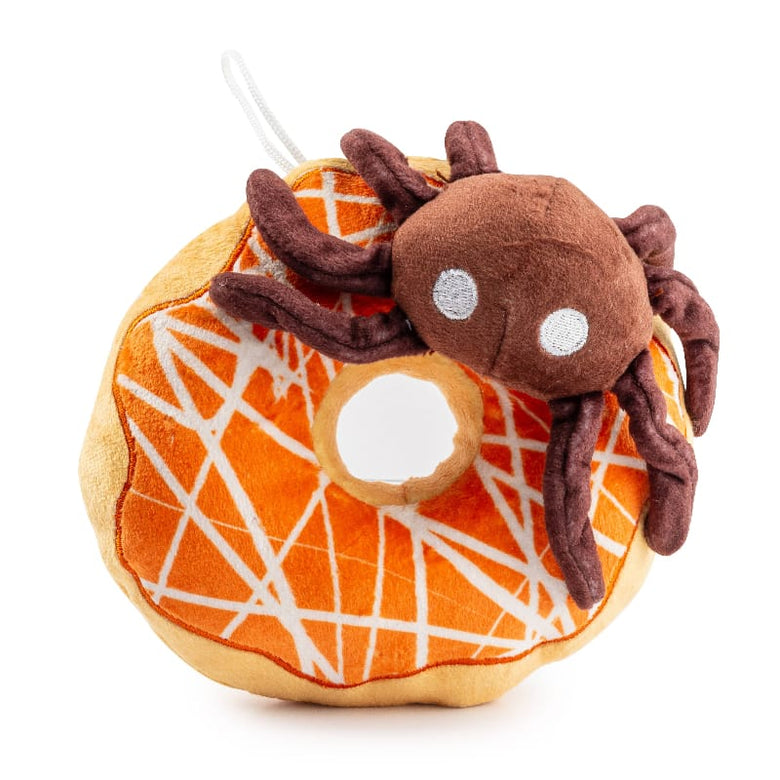 Haute Diggity Dog dog toys Brown Spider Plush Squeaky Halloween Donut Dog Toy