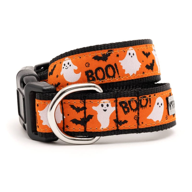 The Worthy Dog COLLARS XS Halloween Orange Spooky Ghosts Bats Boo Dog Collar