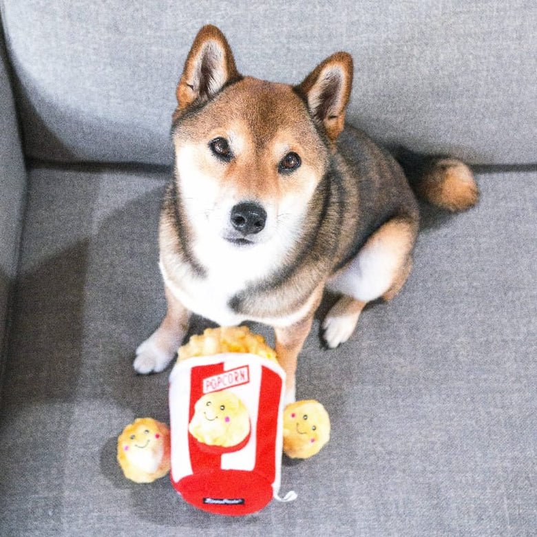 ZippyPaws dog toys Popcorn Bucket Interactive Burrow Plush Squeaky Dog Toy Set - 4 Pc