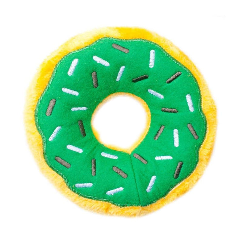 ZippyPaws dog toys Green Mint Chip Holiday Donutz Sprinkles Squeaky Dog Toy