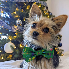 Huxley & Kent Bow Tie Merry & Bright Festive Holiday Pet Bow Tie - 3 Sizes