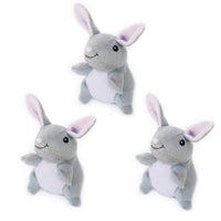 ZippyPaws dog toys Grey Bunnies Miniz Plush Squeaky Dog Toy Set - 3 Pk