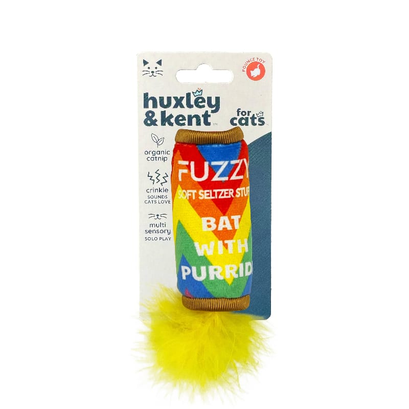 Huxley & Kent Cat Toys Fuzzy Soft Seltzer Rainbow Pride Cat Toy