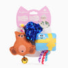 Yappy Birthday Party Bear & Gift with Bell Plush Cat Toy Set - 3 Pc