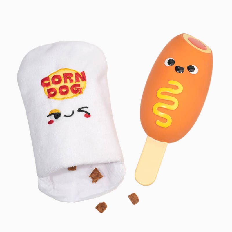 Hugsmart Products Inc dog toys Food Party Corn Dog Plush Dog Toy