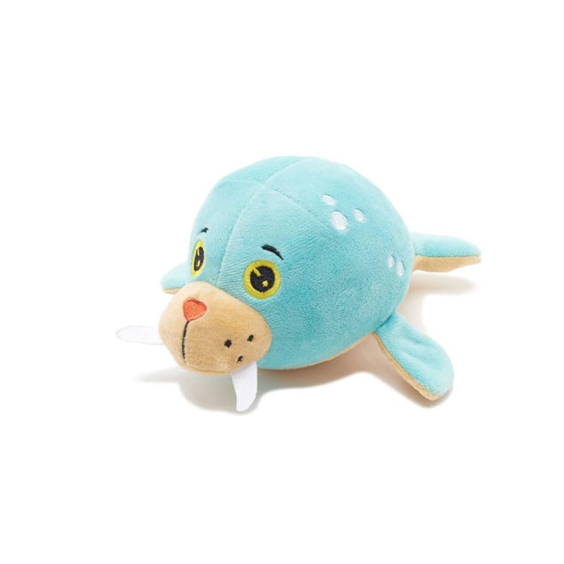 BARK dog toys Wallace the Walrus Plush Blue Squeak Dog Toy