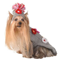 Barker's Bowtique - Home to Hip Doggie & Max's Closet Sweaters Flower Pet Sweater w/Hat - Light Grey