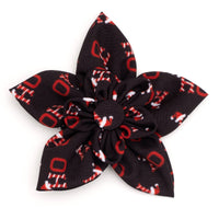 Ho Ho Ho Christmas Holiday Black/ Red Flower Pet Collar Attachment - 2 Sizes