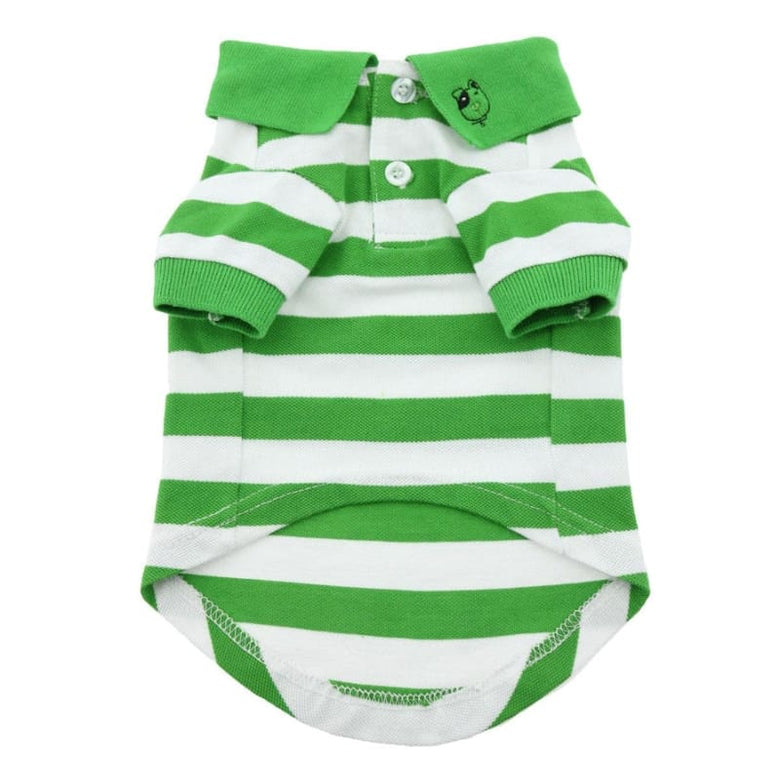 Doggie Design, Inc Collared Shirts Green / XS Colored Striped 100% Cotton Dog Polo Shirts - 3 Colors