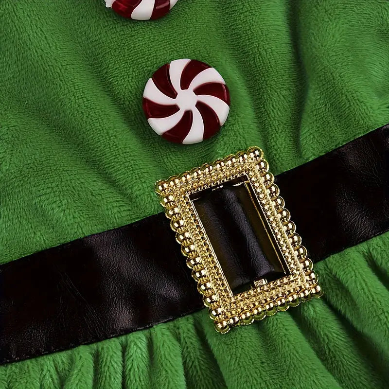 TMU - YIN DIGITAL SOLUTIONS GMBH Dog Apparel Holiday Green Peppermint Candy Button Dog Dress