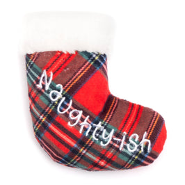 The Worthy Dog Cat Toys Christmas Holiday Plaid Checker Stocking Plush Cat Toy