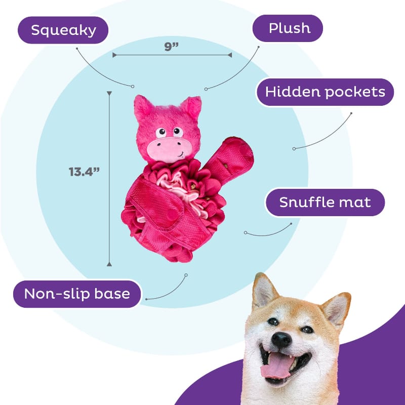 Outward Hound dog toys Snuffle Palz Pink Pig Interactive Treat Puzzle Dog Toy